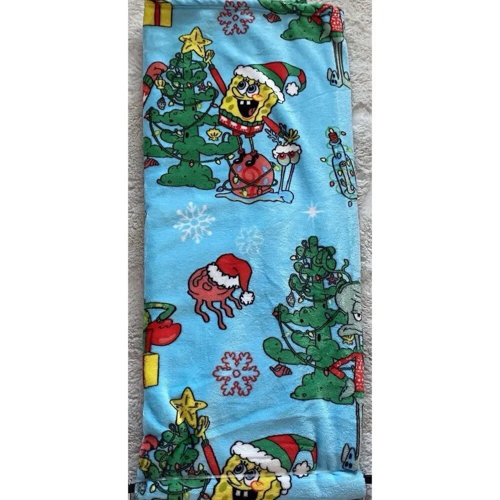 SpongeBob SquarePants Patrick Decorating Christmas Tree Blanket Throw‎ 50 X 70”